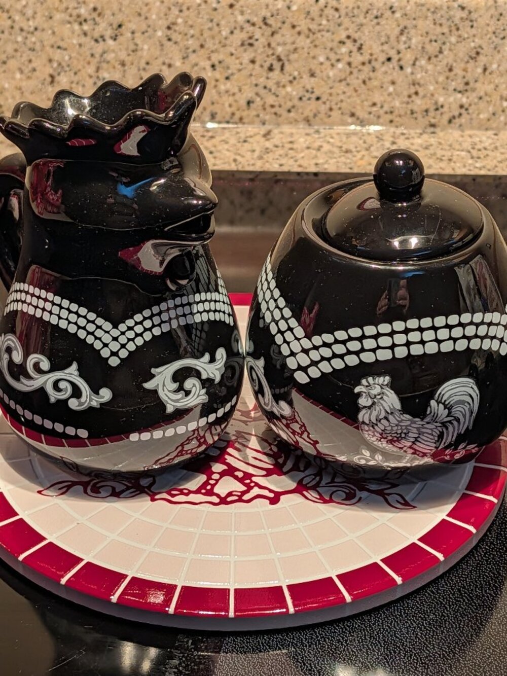 Temp-tations Farmhouse Rooster Creamer and Sugar Bowl Set